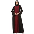 Dual colored layered abaya- Black-Maroon